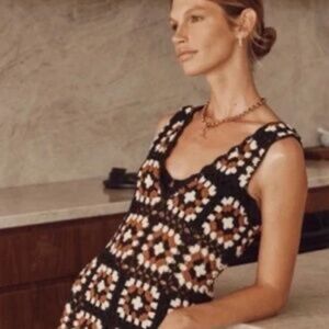Dish Crochet brown and black maxi dress